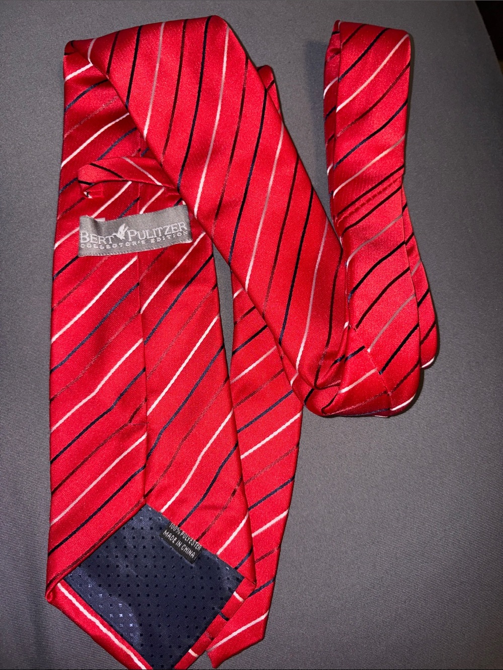 Bert Pulitzer Red and Navy Striped Tie
